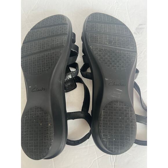 Clarks Collection Loomis Katey Black Leather Strappy Low Heel Comfort Sandals 8 - Picture 12 of 12